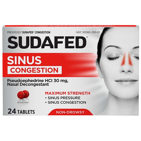Sudafed Sinus Congestion Maximum Strength Decongestant Tablets