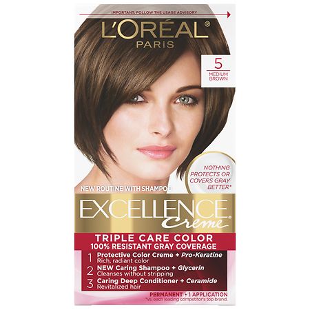 L'Oreal Paris Excellence Creme Permanent Triple Care Hair Color 5 Medium Brown