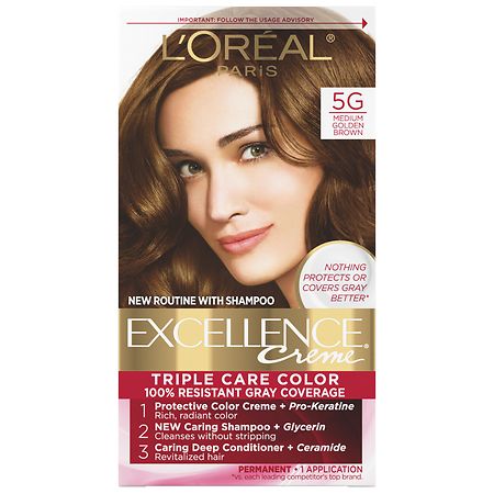 L'Oreal Paris Excellence Creme Permanent Triple Care Hair Color Medium Golden Brown 5G