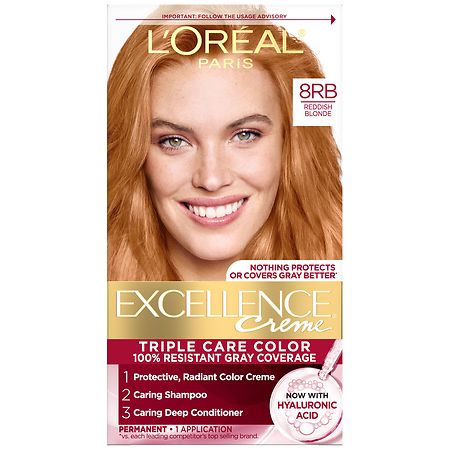 L'Oreal Paris Excellence Creme Permanent Triple Care Hair Color Reddish Blonde 8RB Warmer
