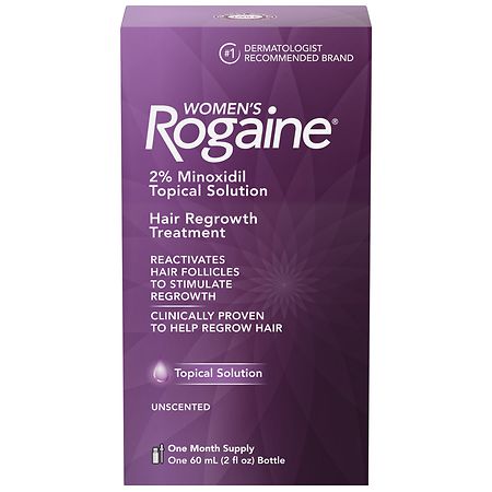 Rogaine Women's 2% Minoxidil Liquid Topical Solution Unscented, 1 Month Supply