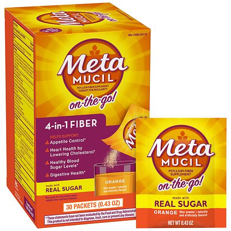 Metamucil On-the-Go, 4-in-1 Fiber for Digestive Health Orange