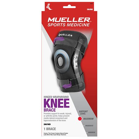 Mueller Sport Care Hinged Knee Brace Regular, Model 6431 SM/ MD Black