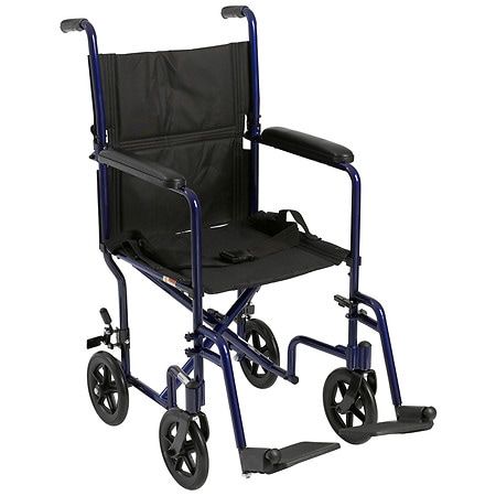 Drive Medical Lightweight Transport Wheelchair 19" Seat Blue
