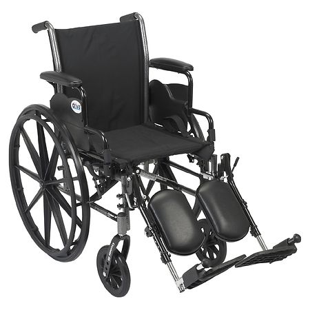 Drive Medical Cruiser III Wheelchair with Flip Back, Removable Desk Arms, Leg Rests 18" Seat Black