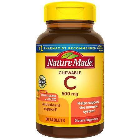 Nature Made Chewable Vitamin C 500 mg Tablets Orange