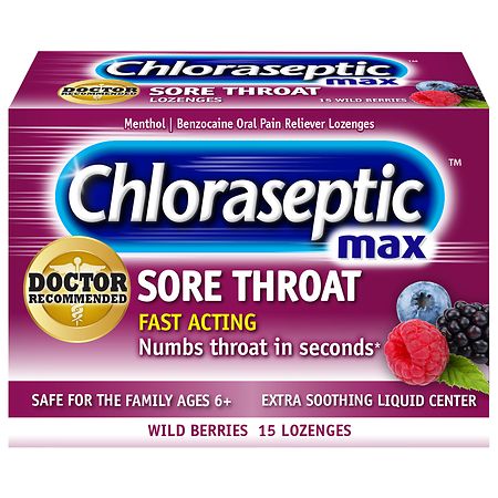 Chloraseptic Max Sore Throat Lozenges Wild Berries