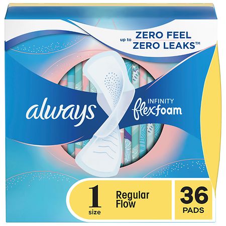 Always Infinity Pads, Regular, with Wings Unscented, Size 1 (36 ct)