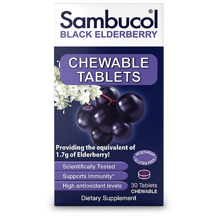 Sambucol Black Elderberry Immune Support Chewable Tablets with Vitamin C Elderberry