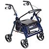 Drive Medical Duet Dual Function Transport Wheelchair Rollator Rolling Walker Blue-0