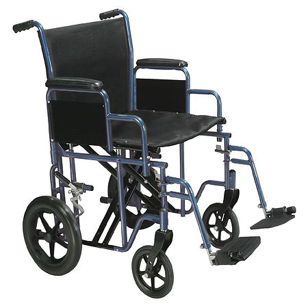 Drive Medical Bariatric Heavy Duty Transport Wheelchair with Swing Away Footrest 20" Seat Blue