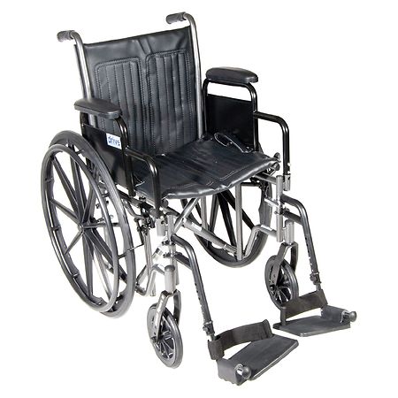 Drive Medical Silver Sport 2 Wheelchair, Detachable Desk Arms, Swing away Footrests 16" Seat Black