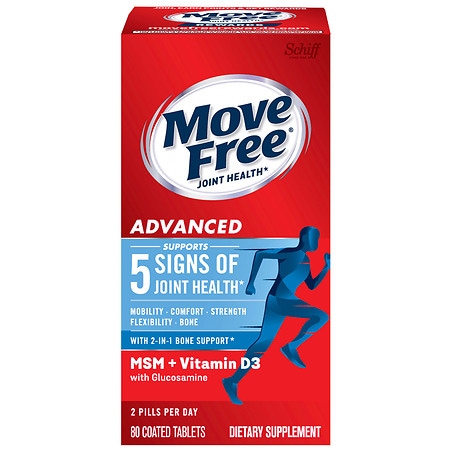 Schiff Move Free Advanced Joint Health MSM + Vitamin D3 with Glucosamine Chondroitin, Tablets