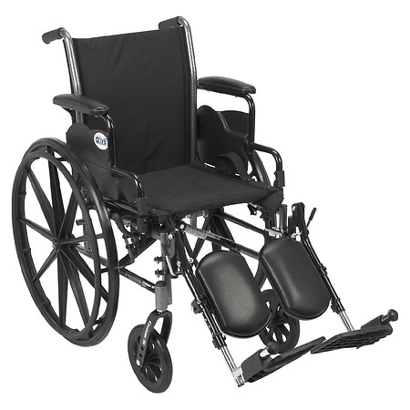 Drive Medical Cruiser III Wheelchair w/  Flip Back Removable Desk Arms, Elevating Leg Rests 20" Seat Black