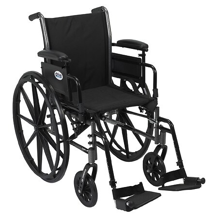 Drive Medical Cruiser III Wheelchair, Flip Back, Removable Adjustable Desk Arms 18" Seat Black