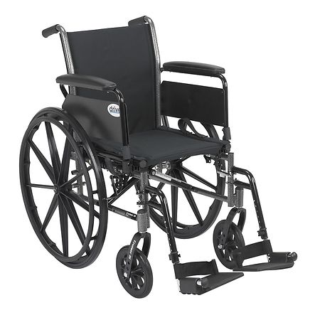 Drive Medical Cruiser III Lightweight Wheelchair w Flip Back Removable Full Arms and Foot Rest 20" Seat Black