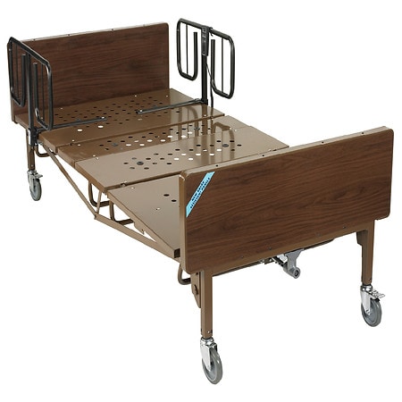 Drive Medical Full Electric Super Heavy Duty Bariatric Hospital Bed with 1 Set of T Rails Brown