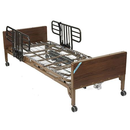 Drive Medical Delta Ultra Light Full Electric Bed with Half Rails Brown