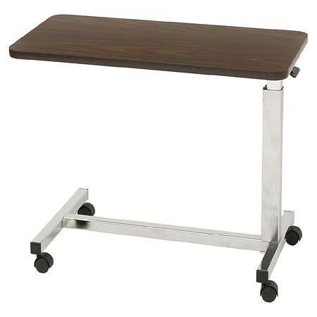 Drive Medical Low Height Overbed Table Walnut