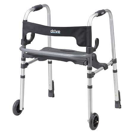 Drive Medical Clever Lite LS Walker Rollator with Seat and Push Down Brakes Gray