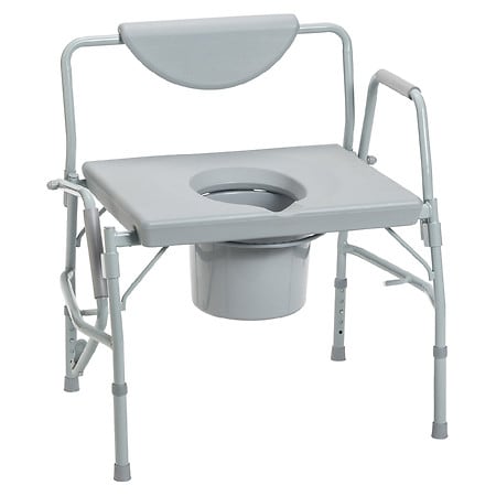 Drive Medical Bariatric Drop Arm Bedside Commode Chair Over Sized Heavy Duty Gray