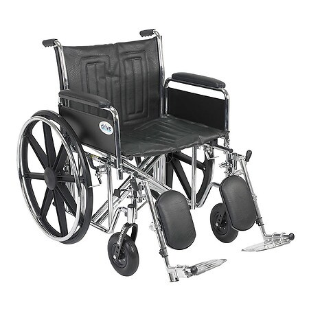 Drive Medical Sentra EC Heavy Duty Wheelchair with Detachable Full Arms and Elevating Leg Rest 22 Inch Seat Black