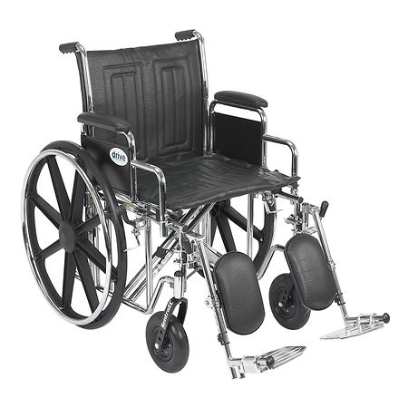 Drive Medical Sentra EC Heavy Duty Wheelchair with Detachable Desk Arms and Elevating Leg Rest 20 Inch Seat Black
