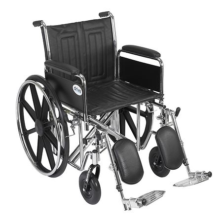 Drive Medical Sentra EC Heavy Duty Wheelchair with Detachable Full Arms and Elevating Leg Rest 20 Inch Seat Black