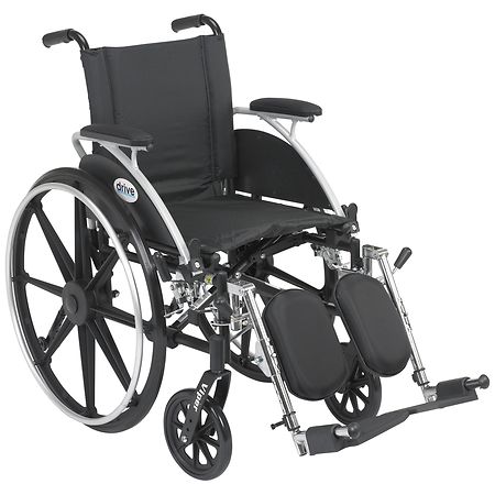 Drive Medical Viper Wheelchair with Flip Back Removable Arms, Desk Arms, Elevating Leg Rests 12" Seat Black