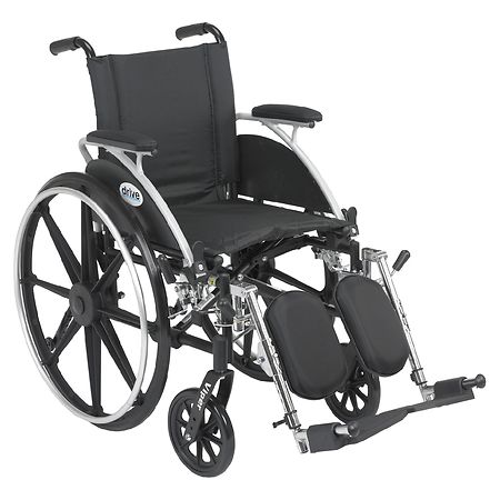 Drive Medical Viper Wheelchair with Flip Back Removable Arms, Desk Arms, Elevating Leg Rests 14" Seat Black