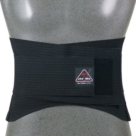 ITA-MED Breathable Duo-Adjustable Back Support with Back Pocket Medium Support Black