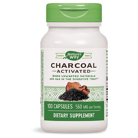 Nature's Way Charcoal Activated 280 mg Dietary Supplement Capsules