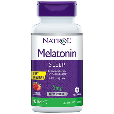 Natrol Melatonin 5mg, Sleep Support, Fast Dissolve Tablets Strawberry