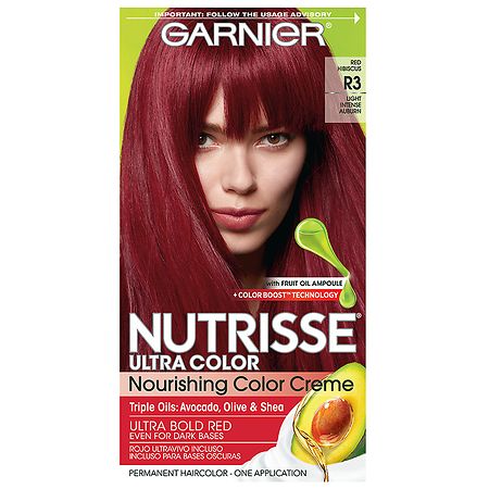 Garnier Nutrisse Ultra Color Nourishing Bold Permanent Hair Color Creme R3 Light Intense Auburn