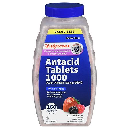 Walgreens Ultra Strength Antacid Tablets 1000 Assorted Berry