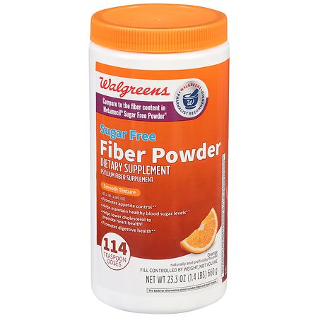 Walgreens Sugar Free Fiber Powder Smooth Texture Orange