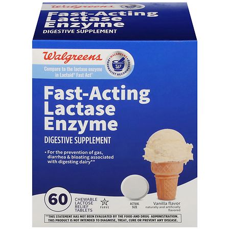Walgreens Fast-Acting Lactase Enzyme Chewable Tablets Vanilla