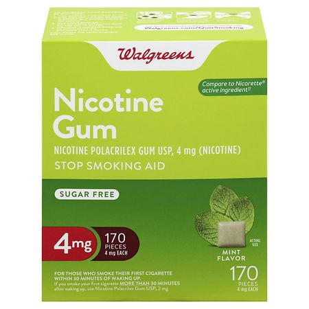 Walgreens Uncoated Nicotine Gum 4 mg Mint