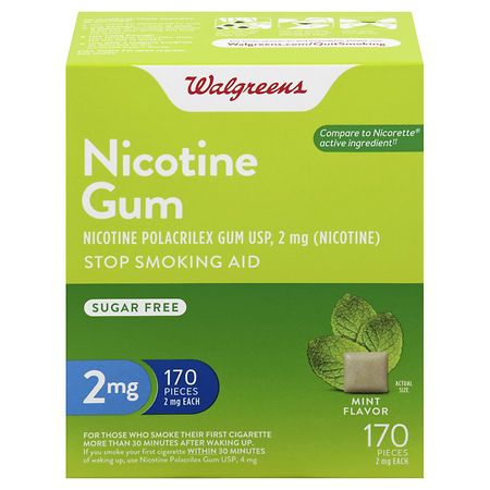 Walgreens Uncoated Nicotine Gum 2 mg Mint