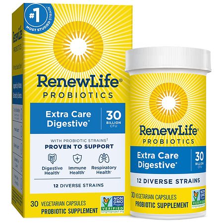 ReNew Life Adult Extra Care Digestive Probiotic, 30 Billion CFU Per Capsule