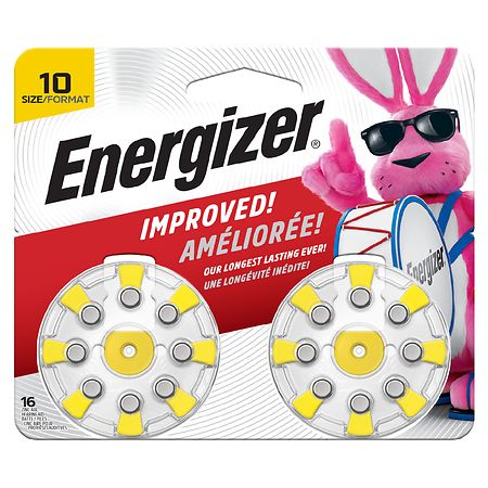 Energizer Hearing Aid Batteries Size 10, Yellow Tab 10