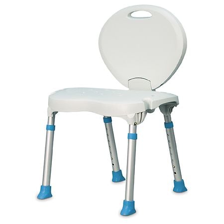AquaSense Folding Bath and Shower Chair with Non-Slip Seat and Backrest White