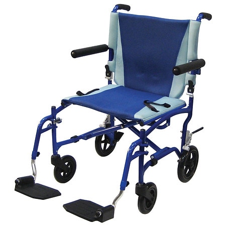 Drive Medical TranSport Aluminum Transport Wheelchair Blue