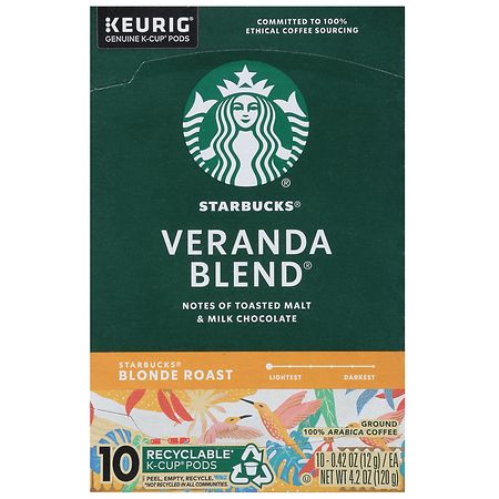 Starbucks K-Cup Coffee Pods¿Blonde Roast¿Veranda Blend¿100% Arabica Veranda Blend