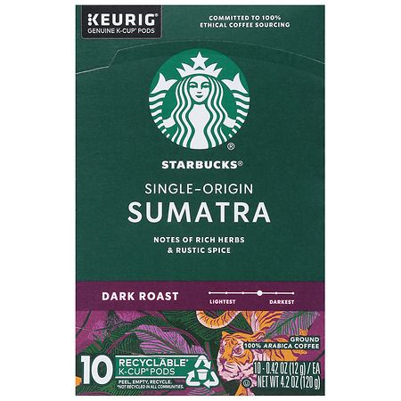 Starbucks K-Cup Coffee Pods¿Dark Roast Coffee¿Sumatra¿100% Arabica Sumatra Dark