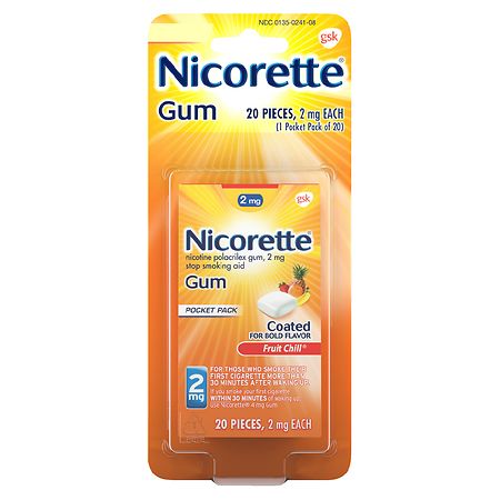 Nicorette Coated Nicotine Gum to Stop Smoking, 2mg Fruit Chill