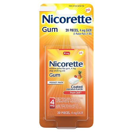 Nicorette Nicotine Gum to Stop Smoking, 4mg Fruit Chill