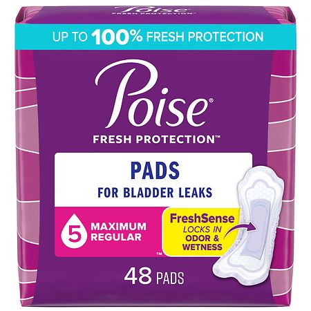 Poise Incontinence Pads & Postpartum Incontinence Pads, 5 Drop Maximum Absorbency 5 (48 ct)
