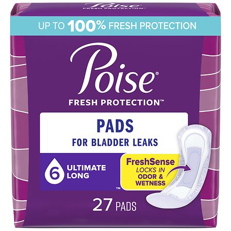 Poise Postpartum Incontinence Pads Ultimate Long, 6 (27 ct)