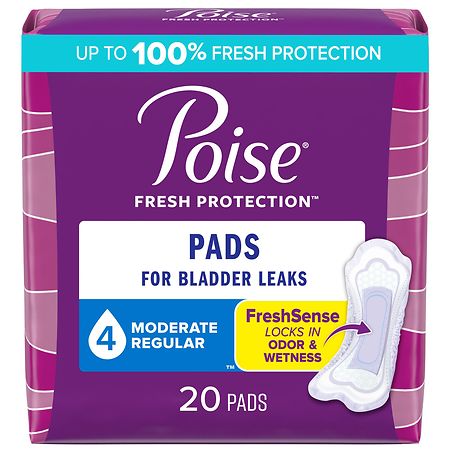 Poise Incontinence Pads & Postpartum Incontinence Pads, 4 Drop Moderate Absorbency